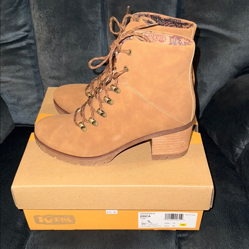 Kork-Ease Brown Lace-Up Ankle Boots
